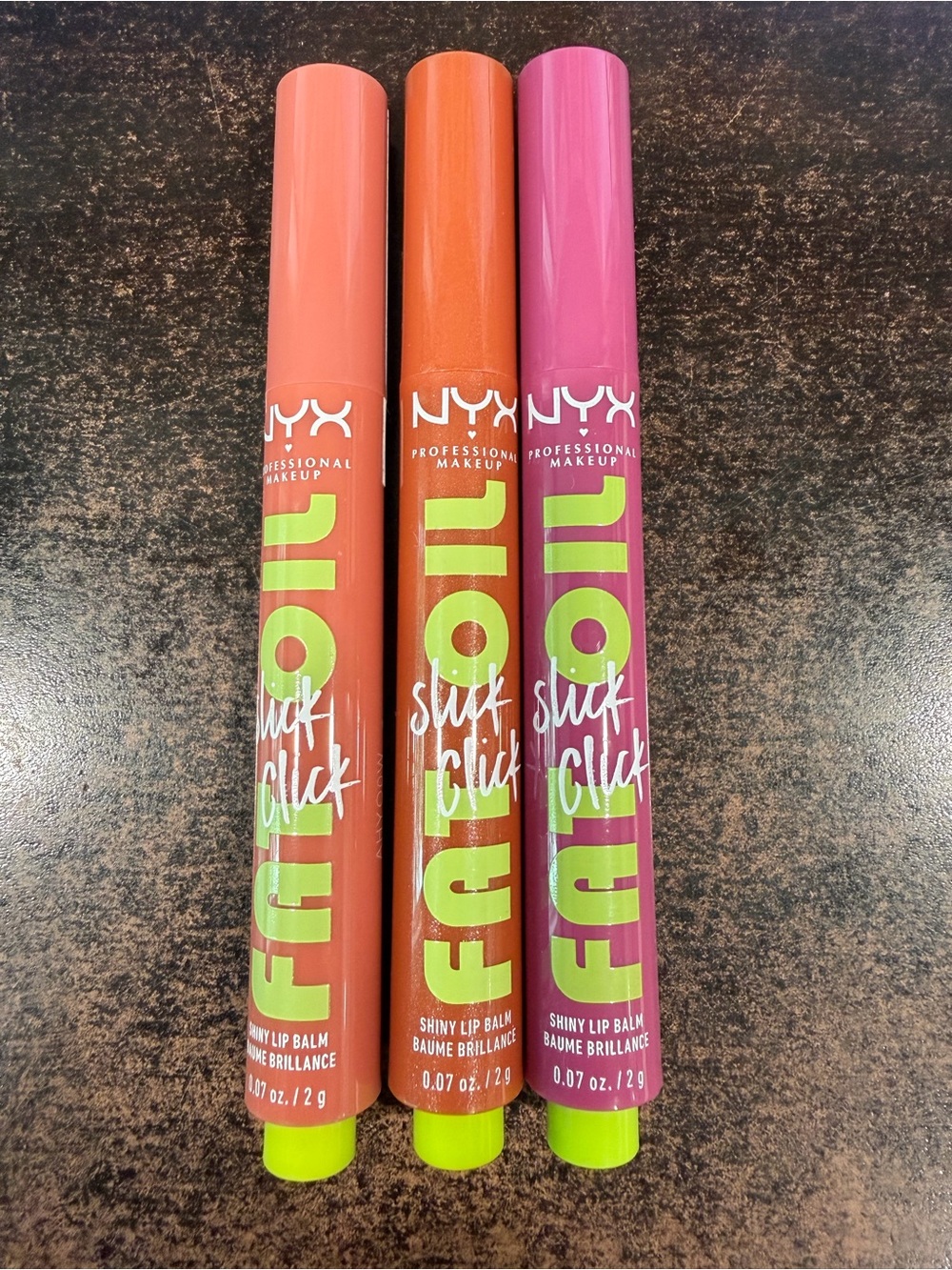NYX Slick Click Shiny Lip Balm Trio - Coral, Orange, Pink